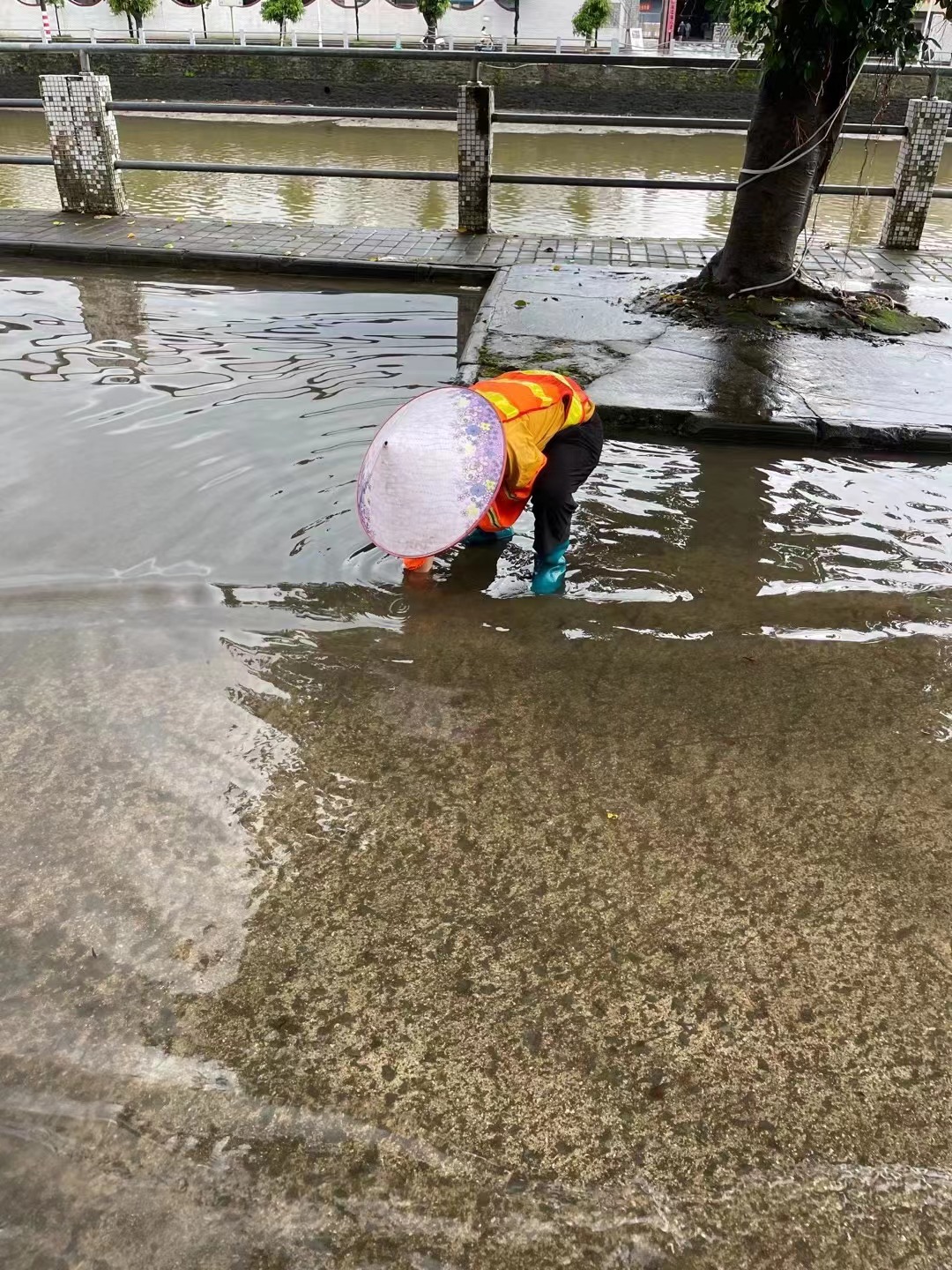 1网格员清理积水路段，确保道路通畅.jpg