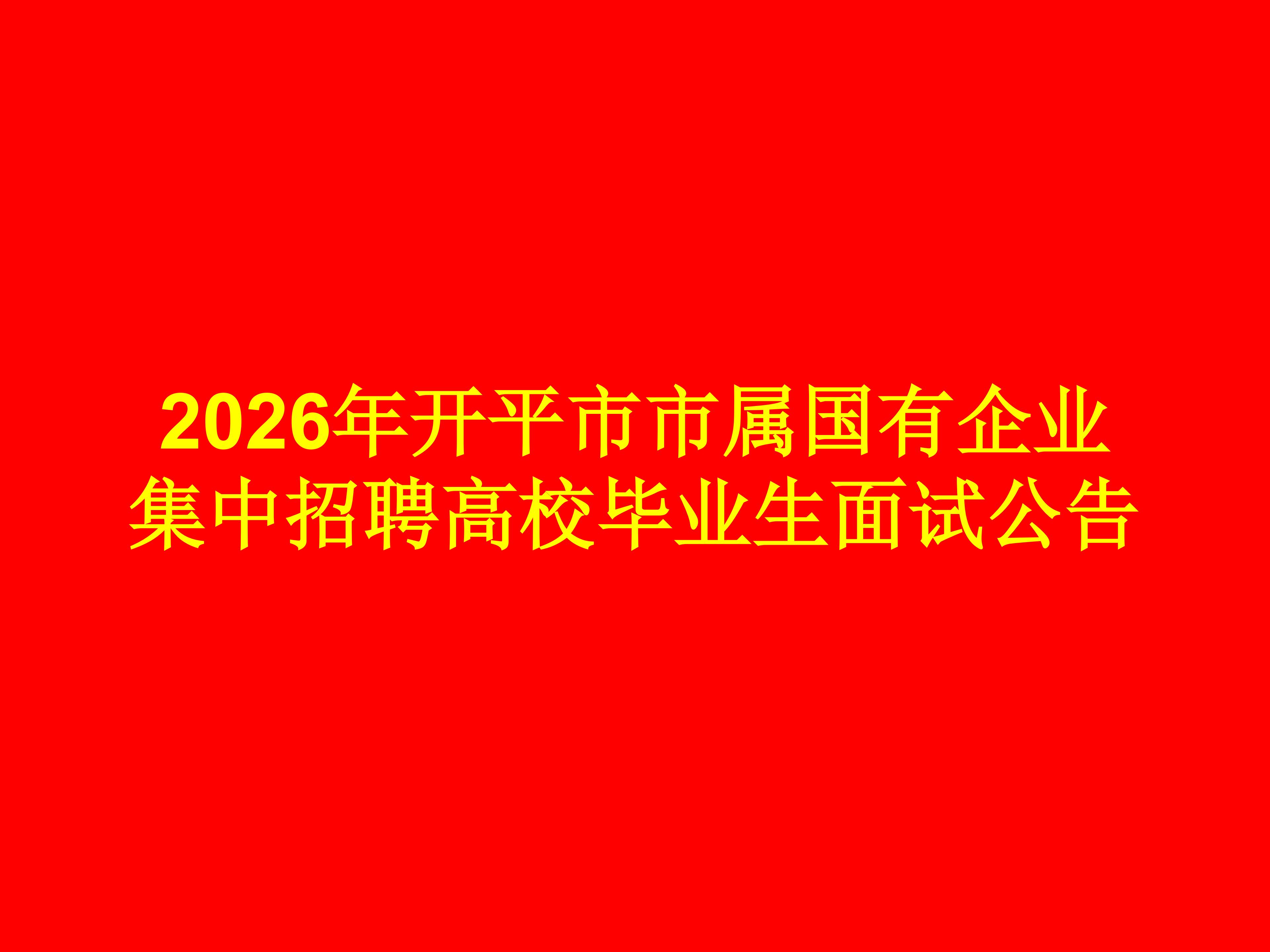 2026年开平市市属国有企业集中招聘高校毕业生面试公告