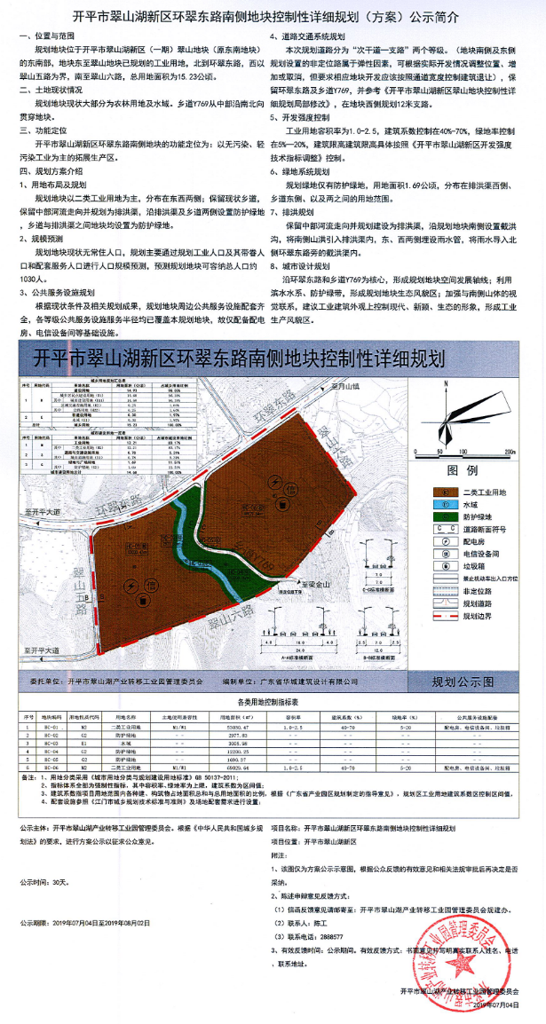 《开平市翠山湖新区环翠东路南侧地块控制性详细规划》方案公示.png